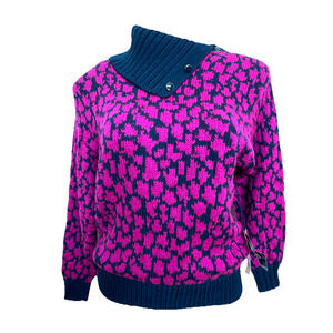 NWT Vintage St John Sweater Pullover Knit Wool Teal Fuchsia Purple Long …